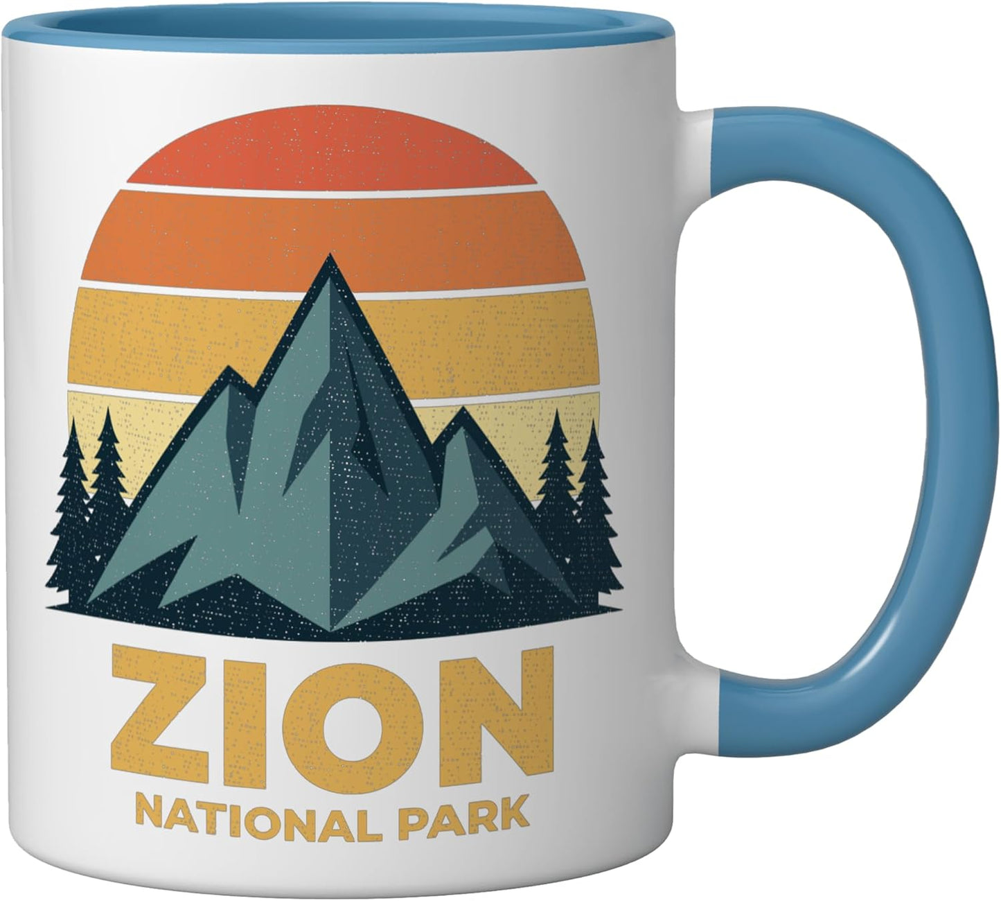Taza Cerámica Nacional Parque Zion Retro Azul/Blanco