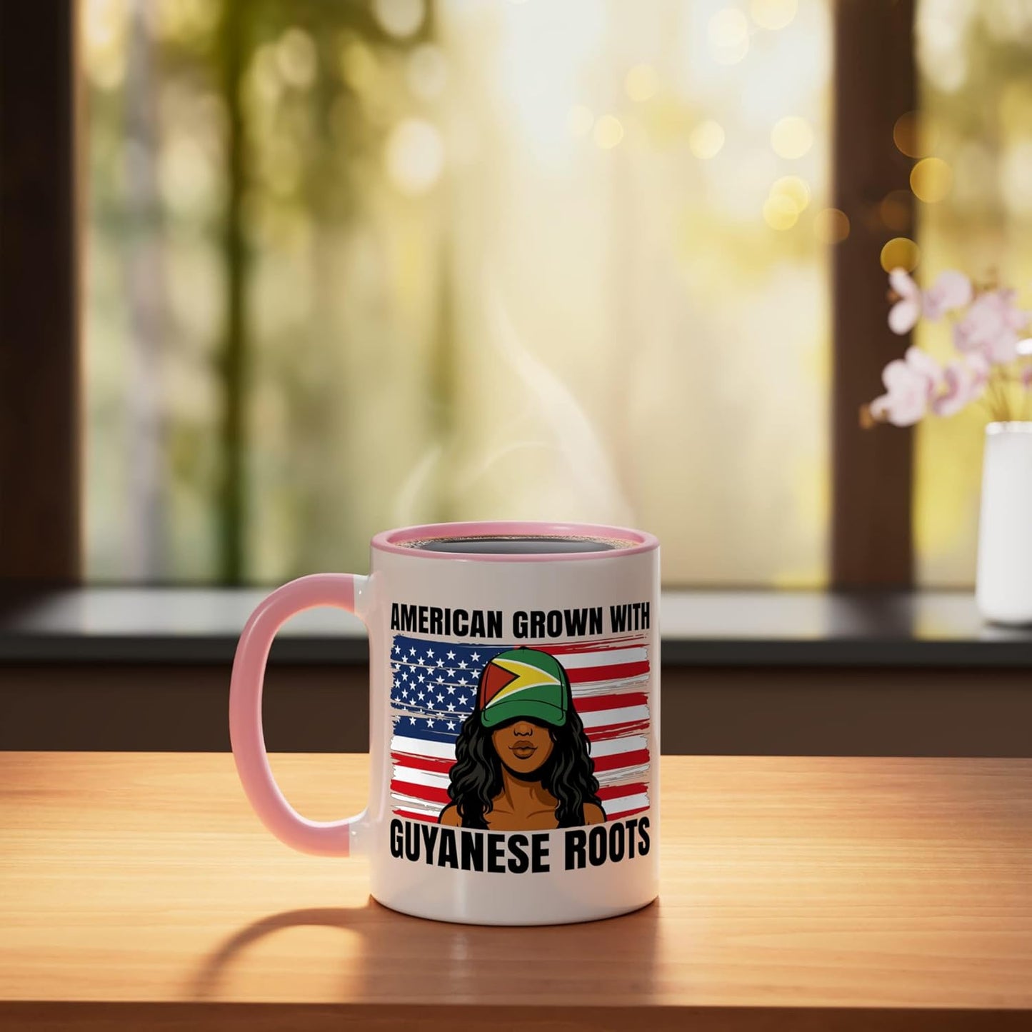 Taza Cerámica Girl Pride Herencia Guyana Rosa/Blanco