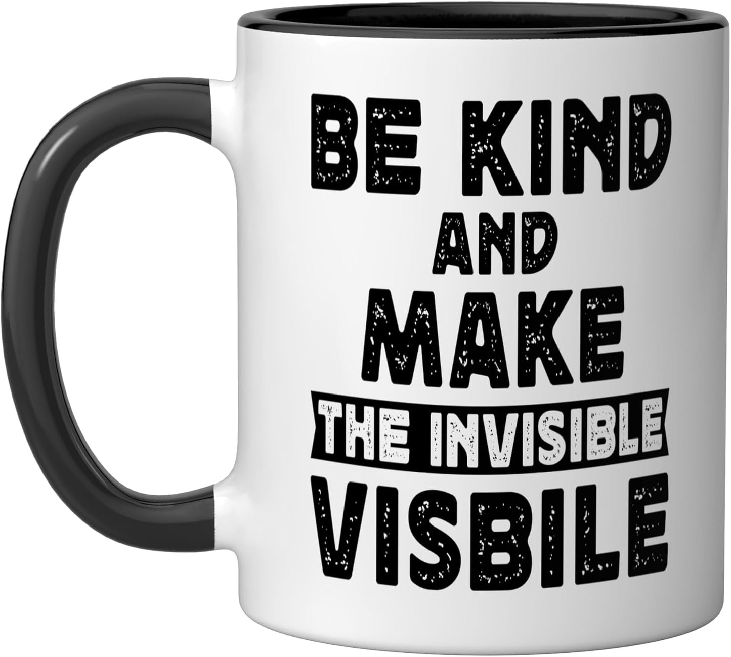 Taza de cerámica para conciencia sobre personas sin hogar negra/blanca