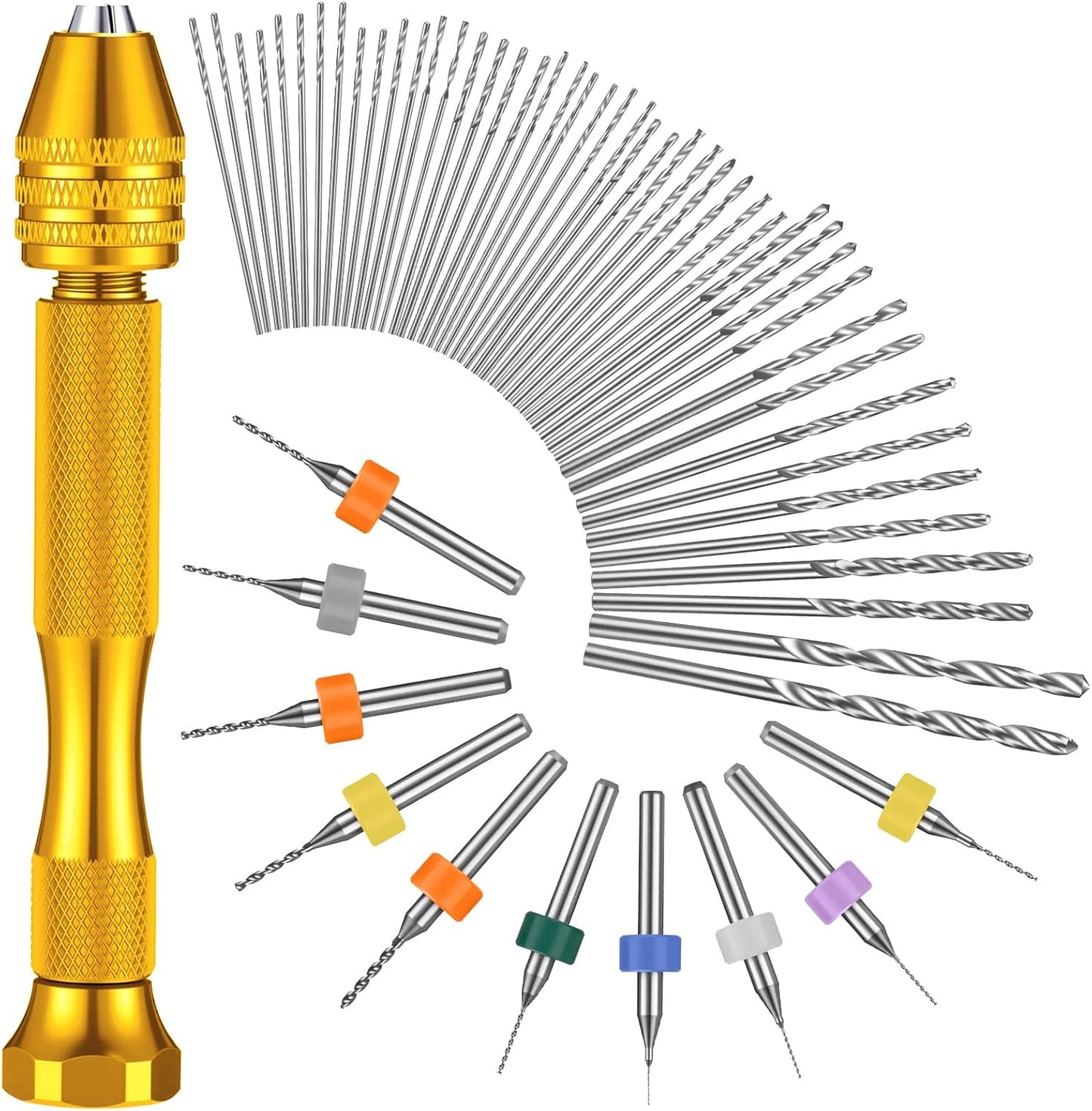 Set 57 Brocas Micro Banco 46 Giro Manual 10 Mini Corte PCB Dorado
