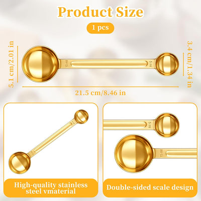Cucharas medidoras acero inox 0.2 y 0.5 oz cuchara café dorado