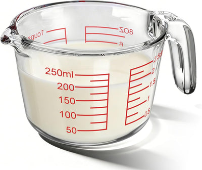 Taza medidora de vidrio para hornear y cocinar, lavavajillas, congelador, microondas y horno