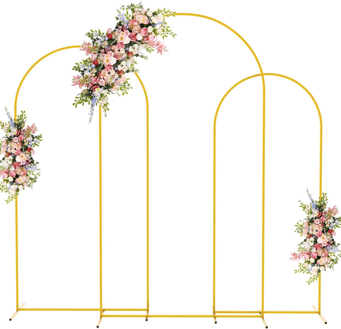 3 Soportes Arco Metal Dorado 7.2x6.6x6ft Decoración Boda