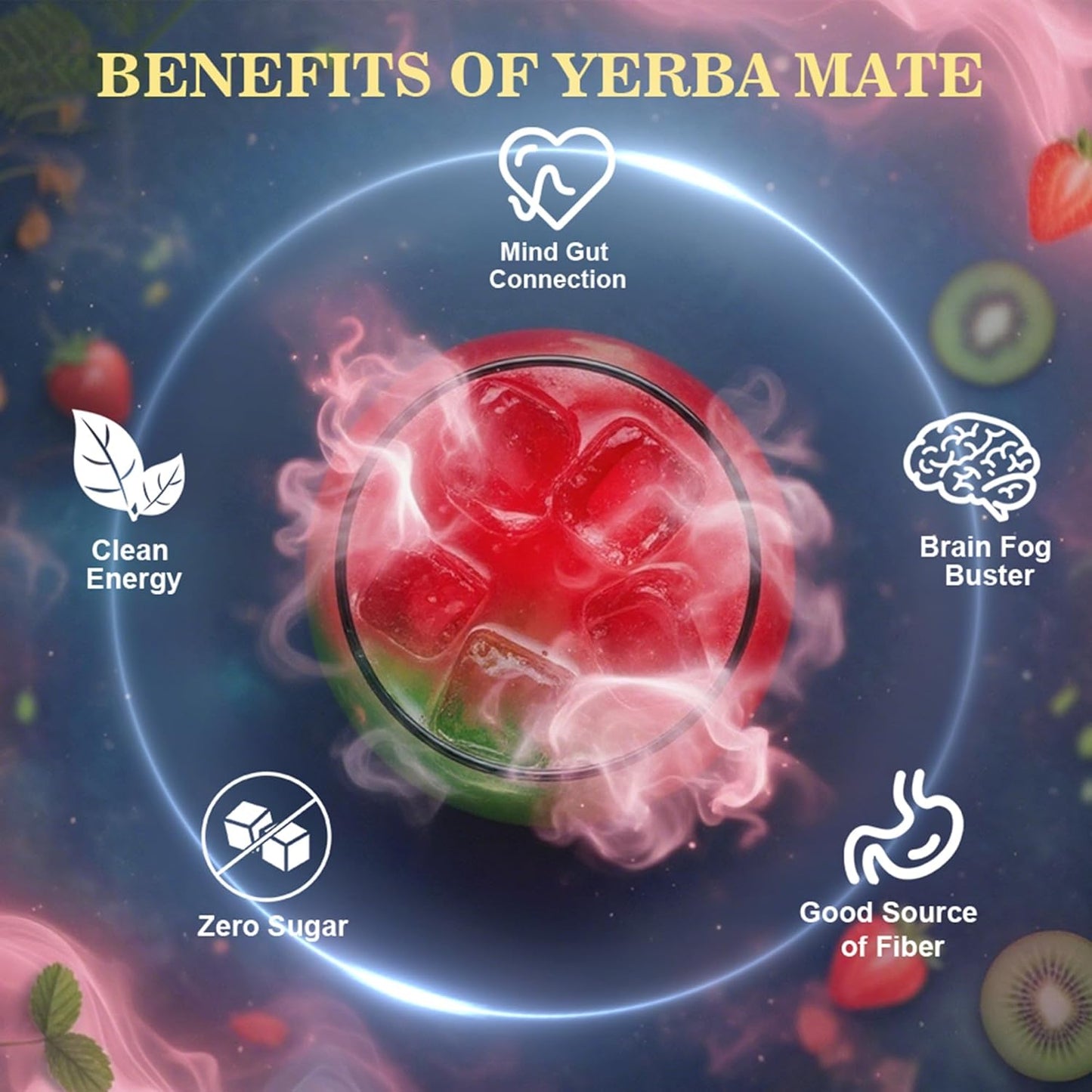 Yerba mate té instantáneo sin azúcar con nootrópicos prebióticos probióticos