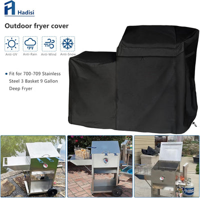 Cubierta freidora 9gal 600D resistente agua polvo negro