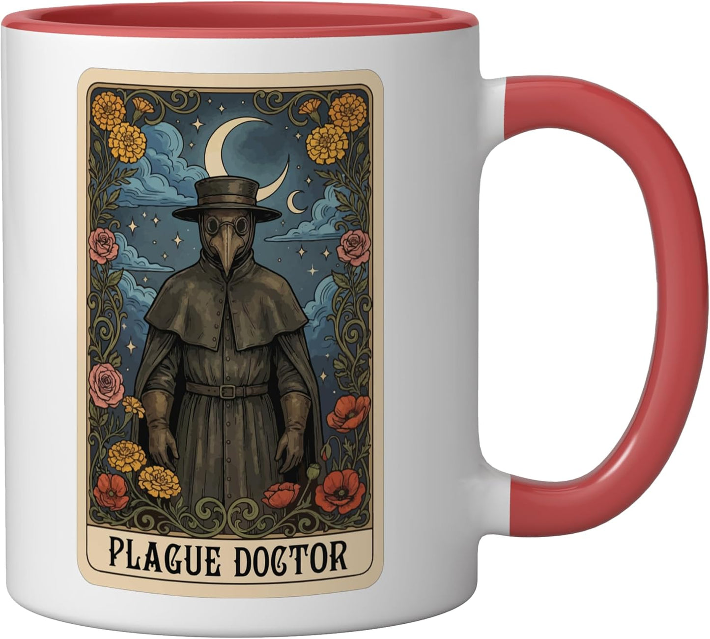Taza Cerámica Tarot Plague Doctor Roja/Blanca