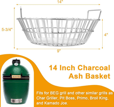 Cesta ceniza acero inox 14pulg para parrillas BGE Kamado Joe