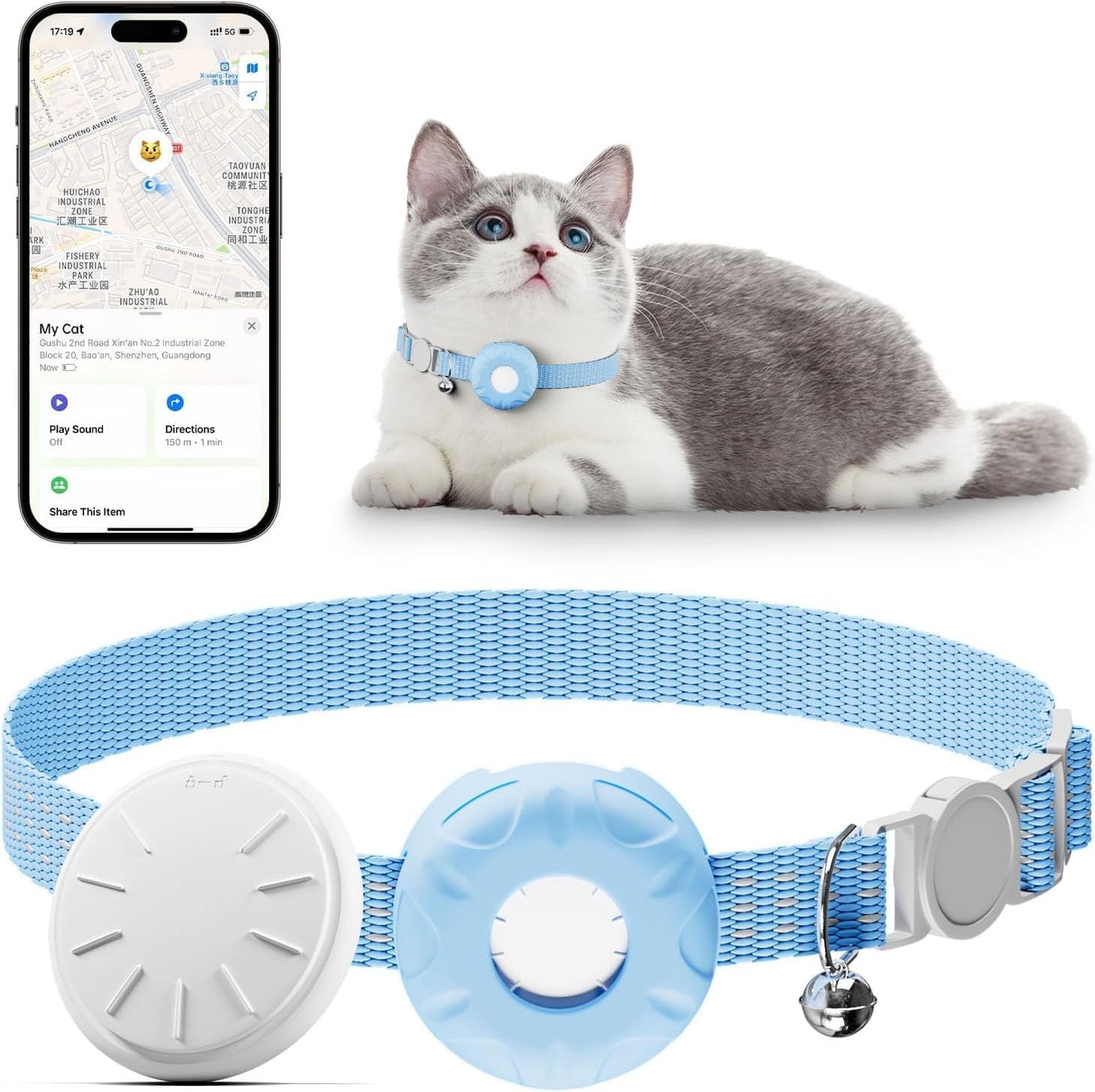Rastreador gatos iOS impermeable hebilla elástica