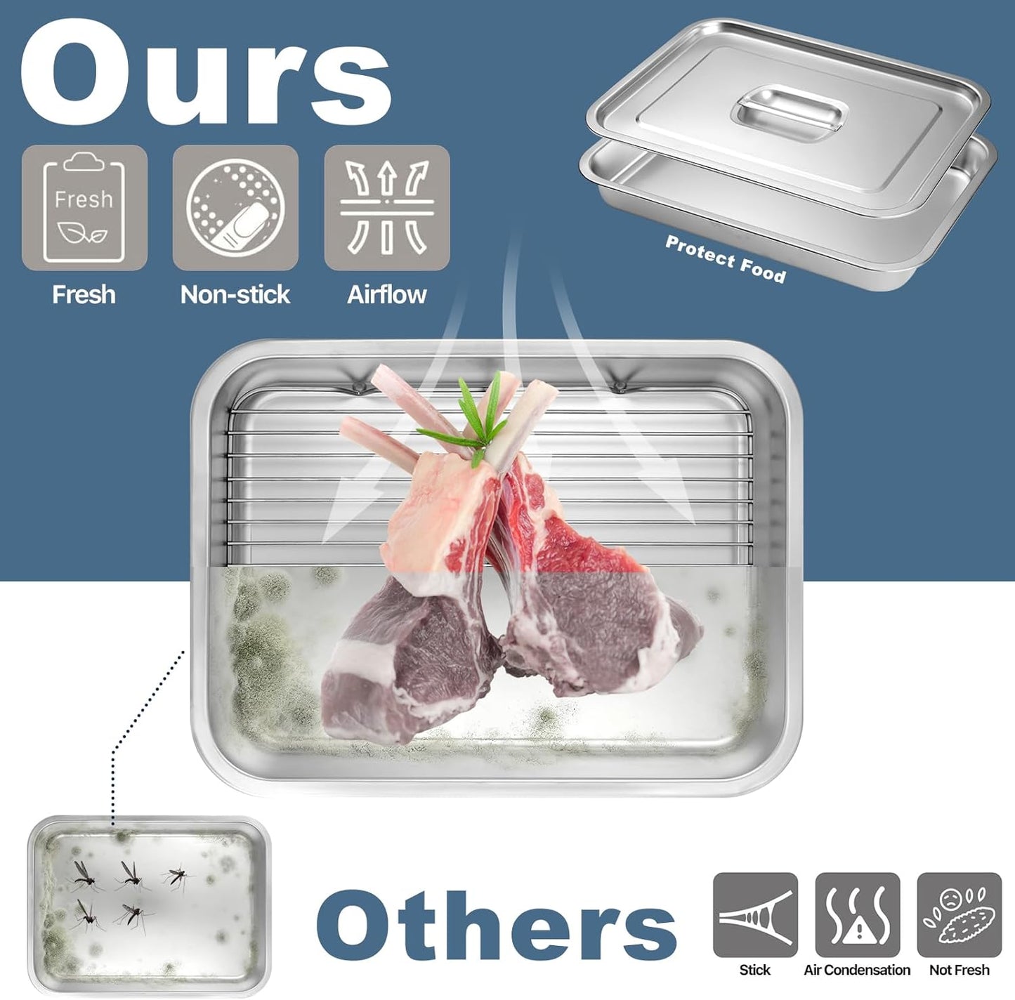 Bandejas acero inox para parrilla con tapa tabla cortar