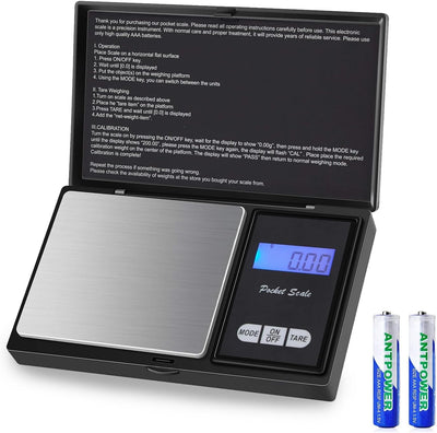 Báscula digital de bolsillo con pantalla LCD retroiluminada y función de tara