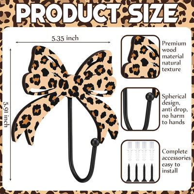 4 Ganchos Pared Lazo Leopardo Metal Decor Dormitorio
