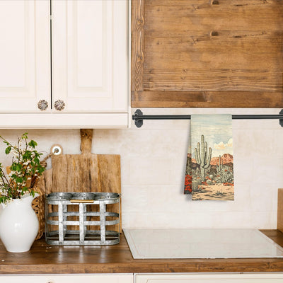 Toallas de cocina boho con diseño de paisaje del desierto estilo rústico