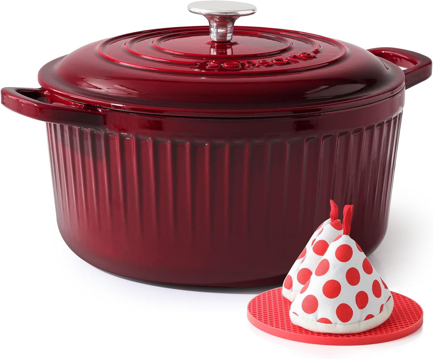 Olla Holandesa Hierro Fundido Esmaltado Tapa 5.5qt Doble Asa