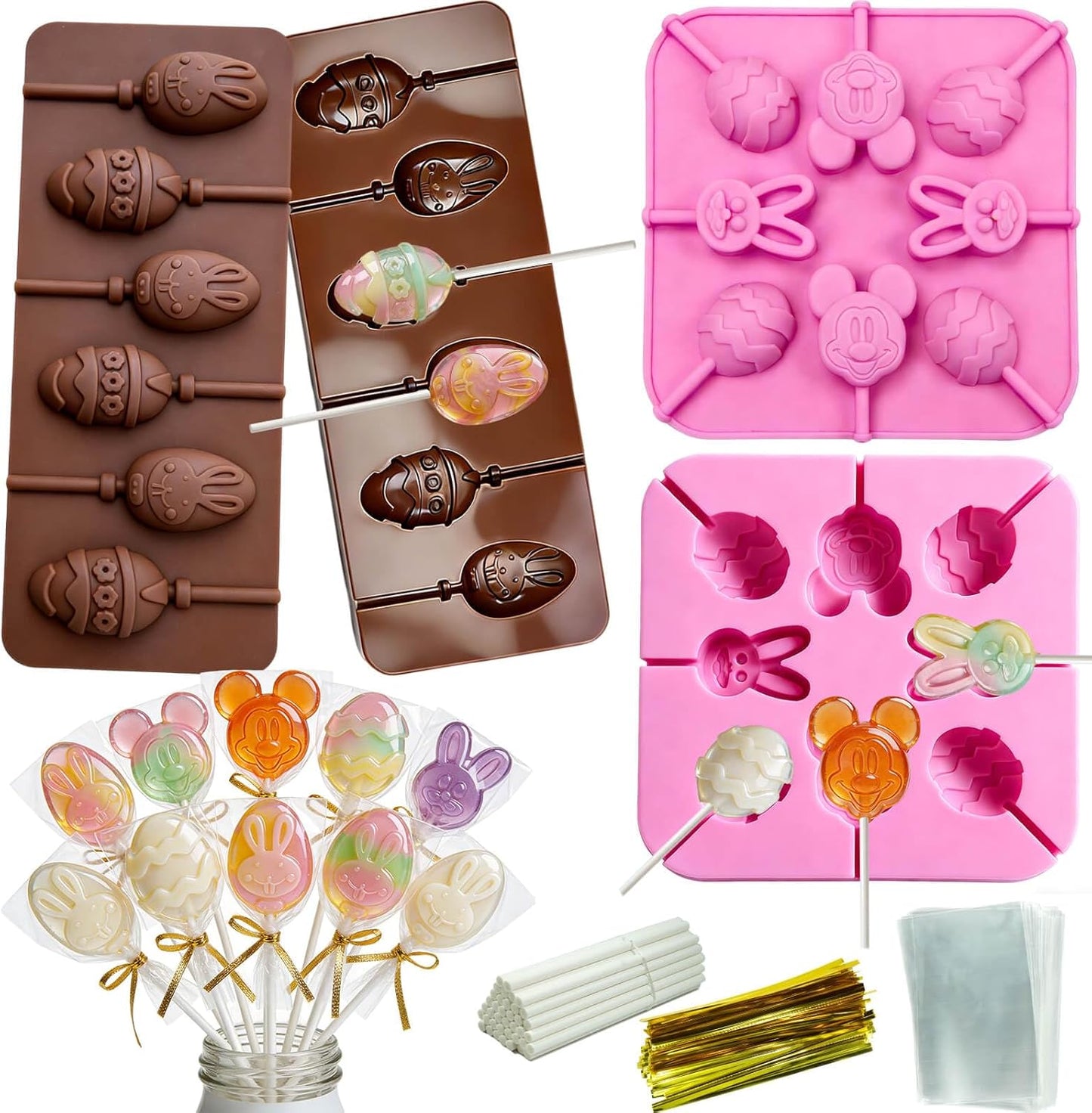Juego de 304 moldes para piruletas de Pascua y huevos de conejo