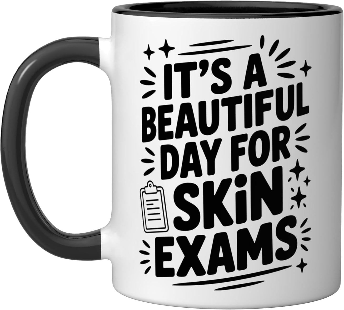 Taza cerámica para examen de piel negro/blanco