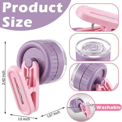 Pinza ventosa para guantes plástico color morado y rosa