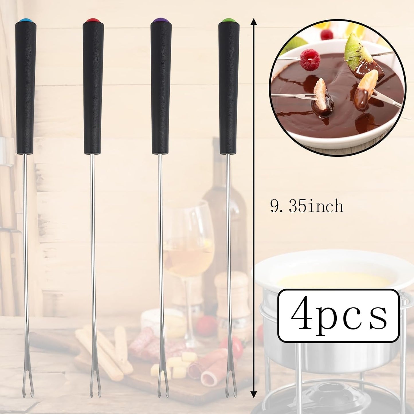 Tenedores fondue acero inox 9.1pulg con mango resistente