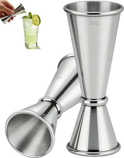 Juego jigger acero inox 1/2oz doble cara plateado
