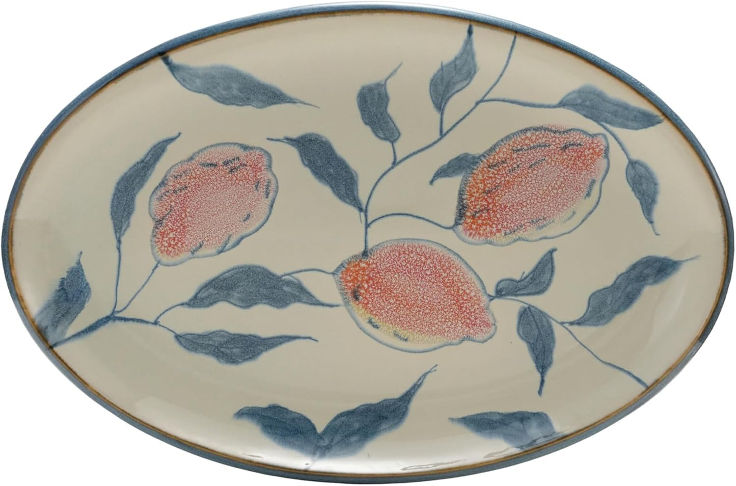 Plato de gres pintado a mano con flores Creative Co-Op