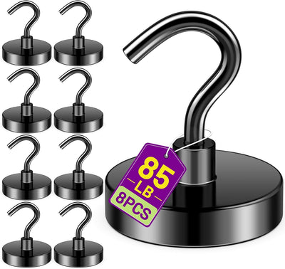 Ganchos magnéticos negros de 85 libras para tazas colgantes y soporte para llaves