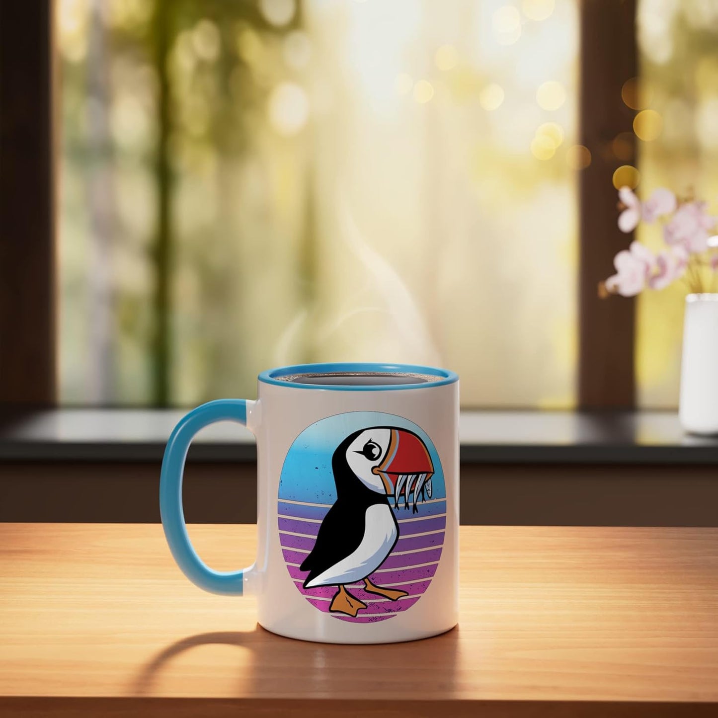Taza Cerámica Puffin Bird Azul/Blanco