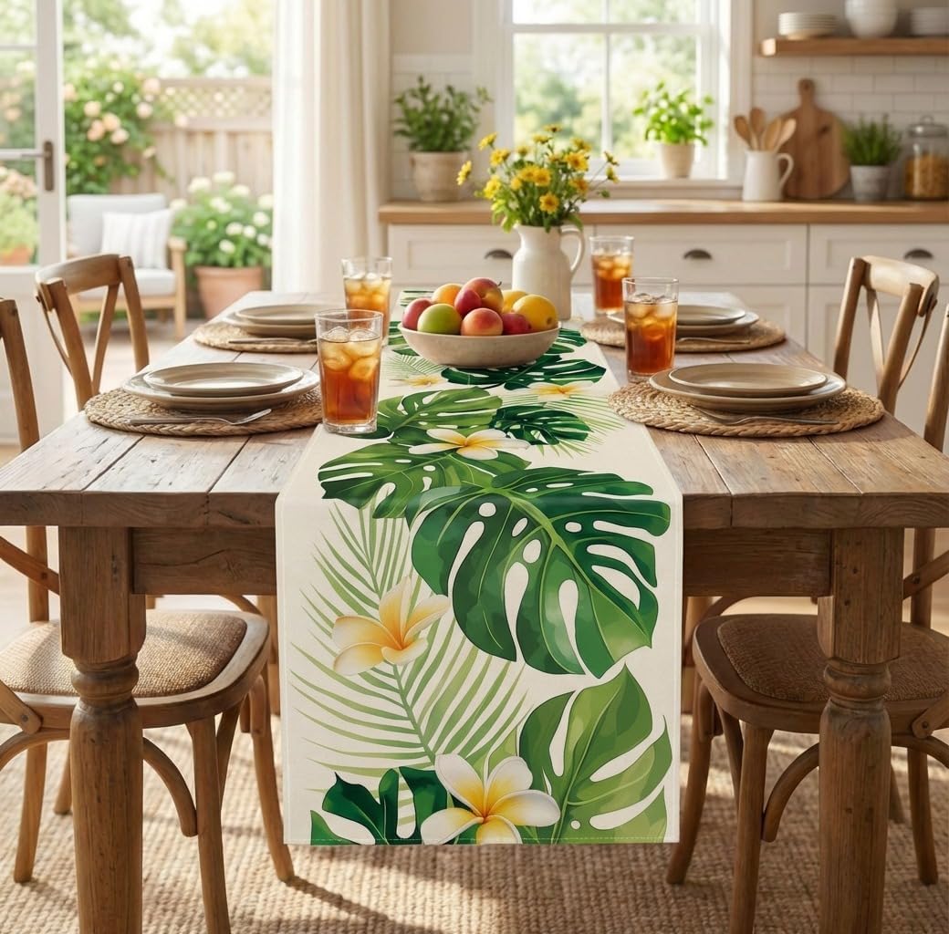 Camino mesa verano palmeras tropicales 13x72pulg
