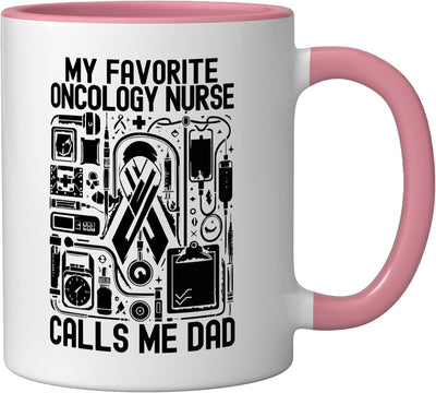 Taza Cerámica para Enfermera Oncológica Rosa/Blanca