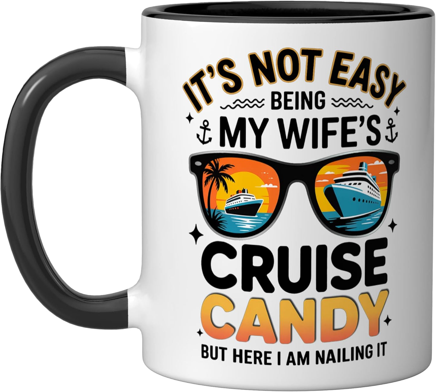 Taza cerámica humorística para esposo - Negro/Blanco
