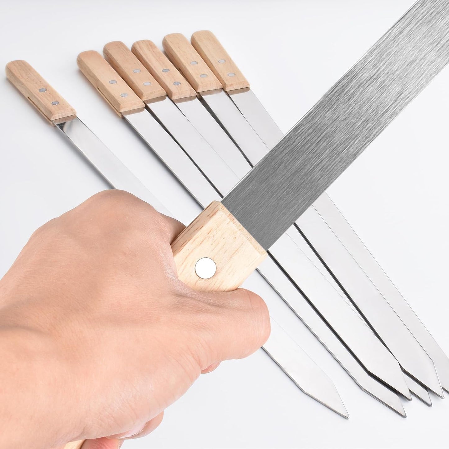 6 Pzas Brochetas Acero Inox 23.5pulg para Koubideh