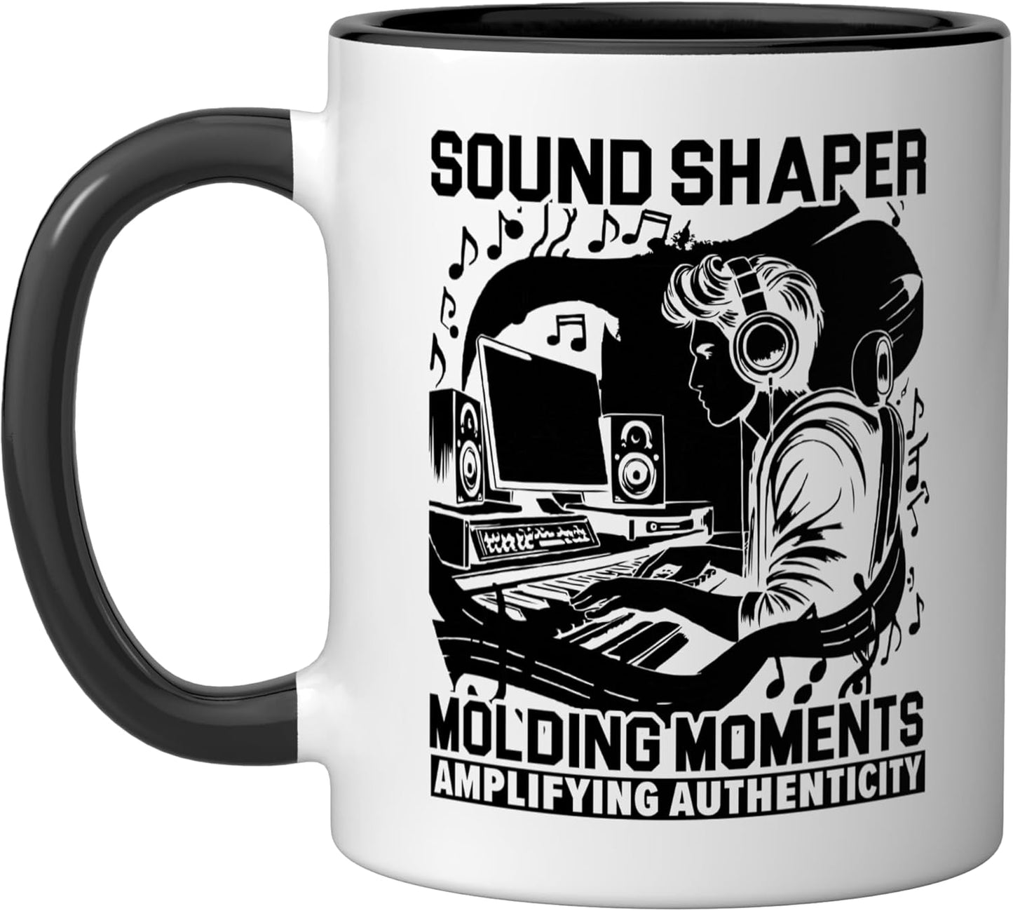 Taza Cerámica Ingeniero Sonido Negro/Blanco