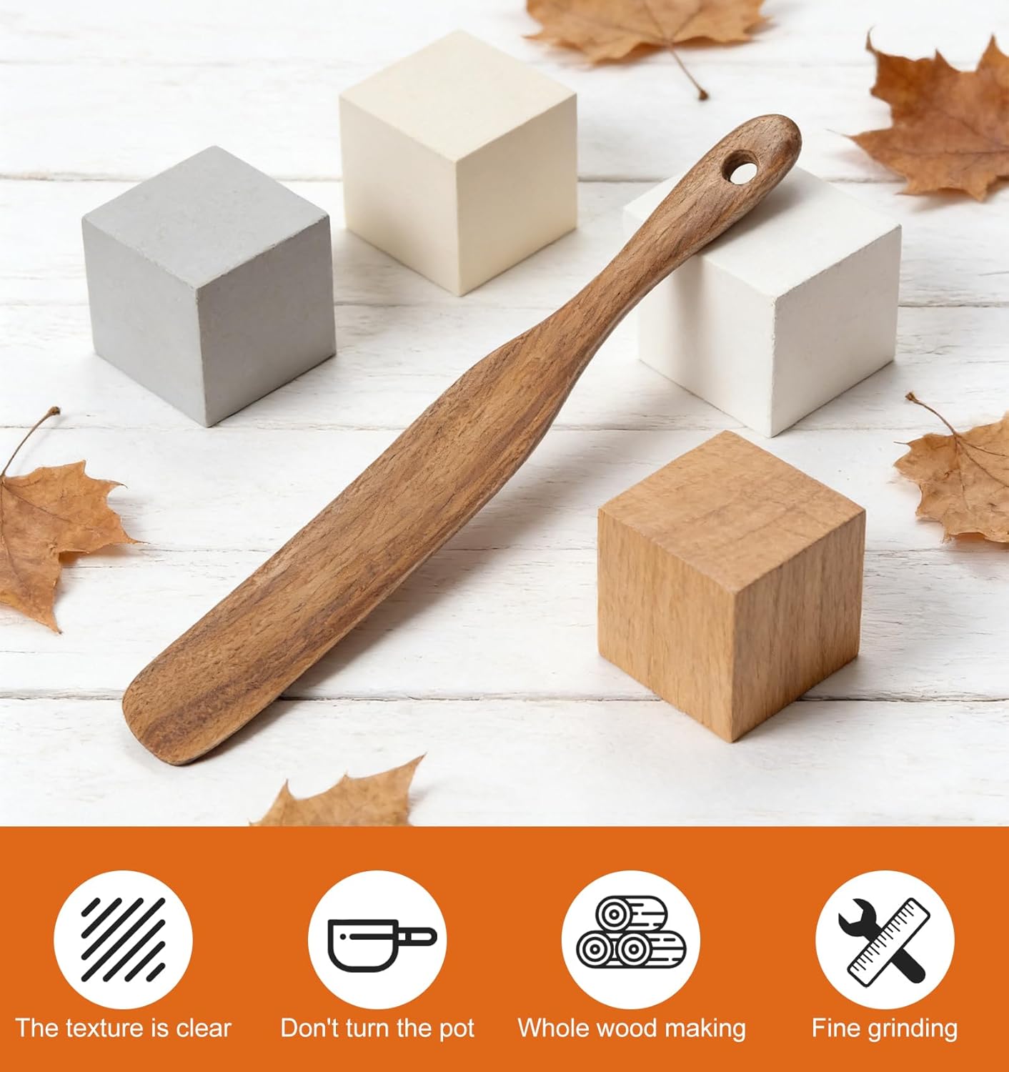 Espátula plana de madera para cocinar, mezclar y untar 10 pulgadas