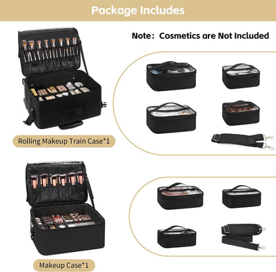 Bolsa maquillaje con ruedas 2en1 organizadora cosméticos