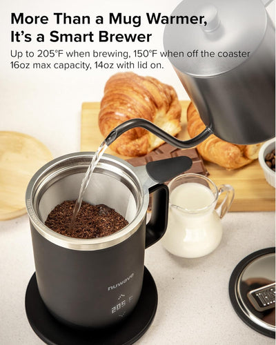 Taza café autocalentable con base carga 16oz inalámbrica LED