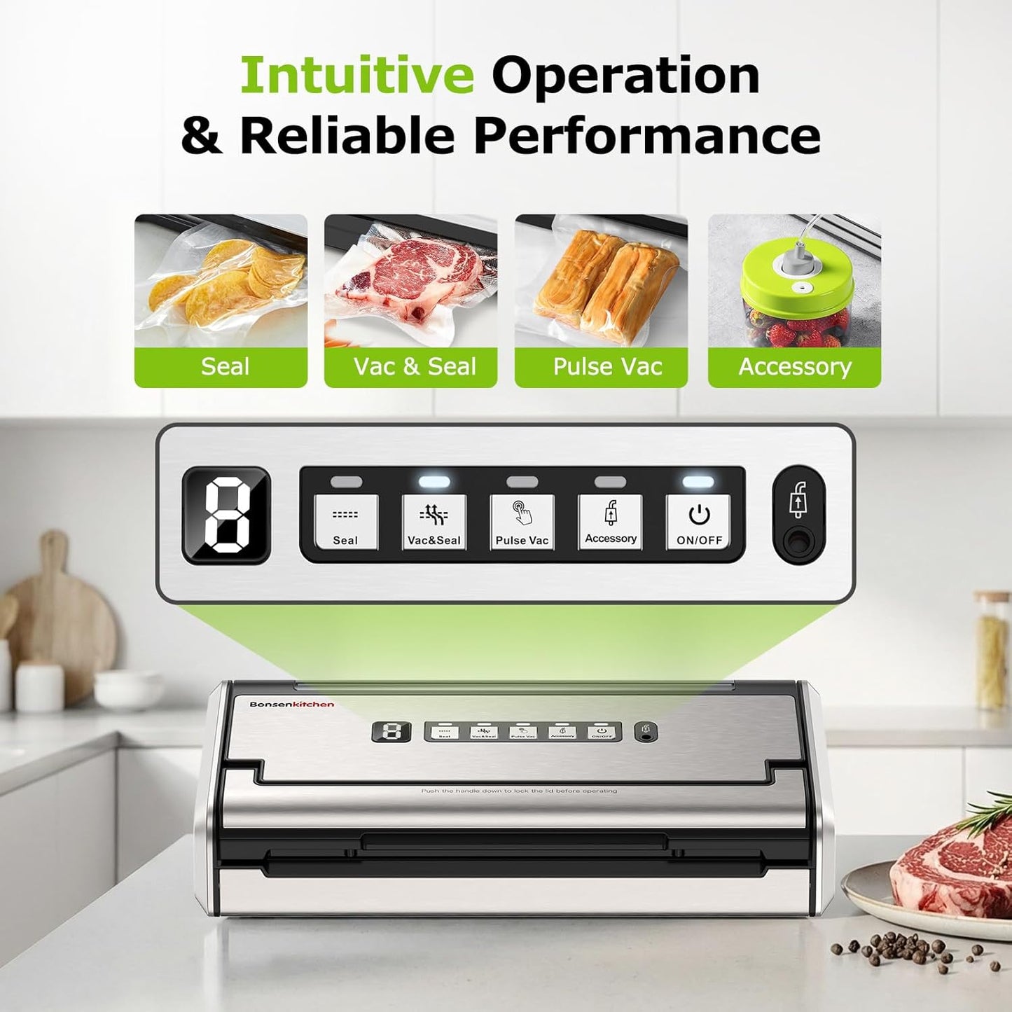 Sellador al vacío para alimentos con temporizador digital