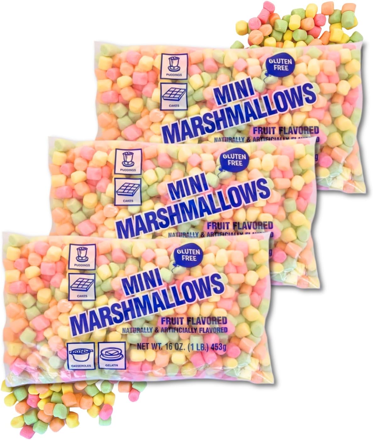 Mini malvaviscos con sabor a fruta de Pascua sin gluten 3 x 1 libra