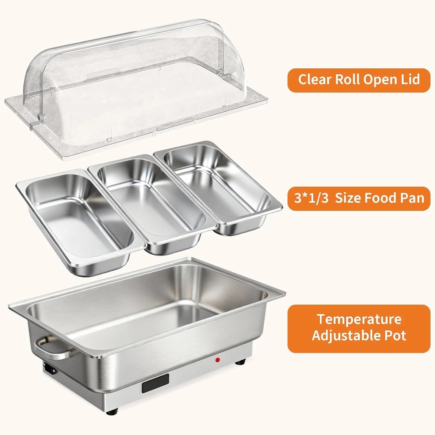 Juego 3 calentadores acero inox 600W pantalla digital