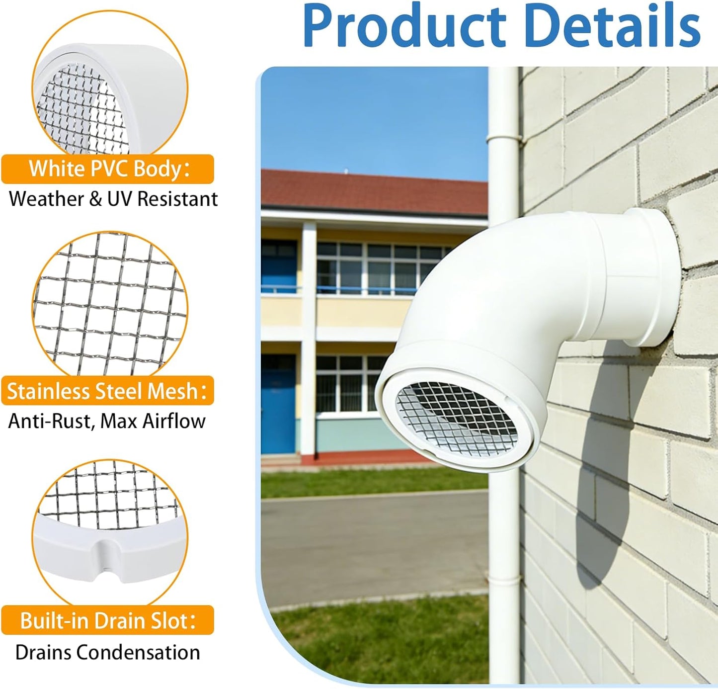 Cubierta ventilación PVC 3pulg acero inox 304 universal
