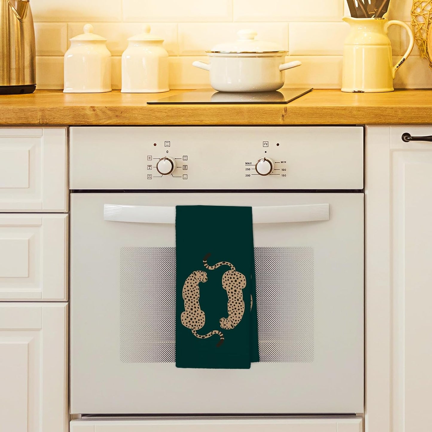 Toallas de cocina con estampado de leopardo verde esmeralda