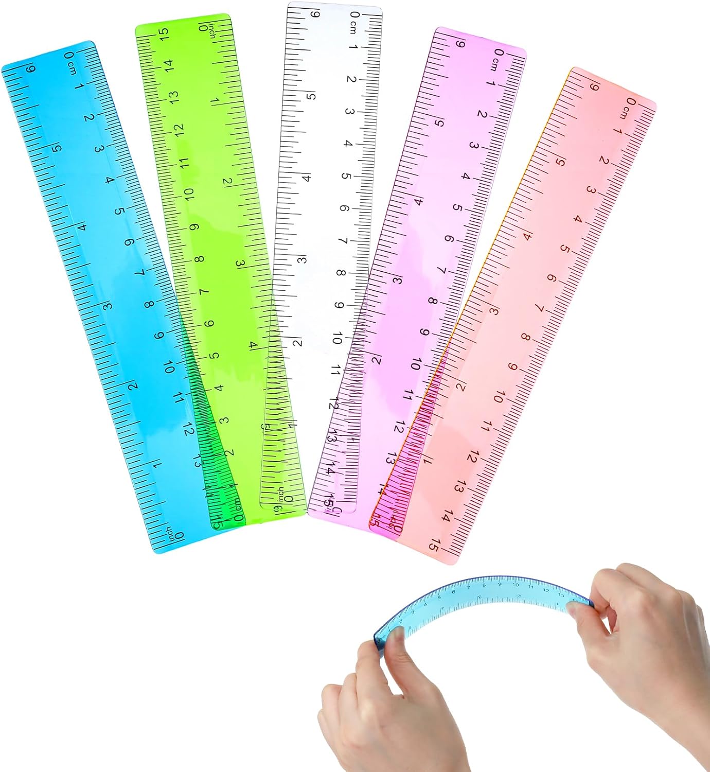 Reglas plástico 6 pulg colores transparentes para oficina