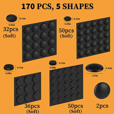Set 170 Almohadillas Silicona Autoadhesivas Negro Cajones Muebles