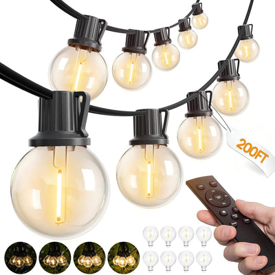 Guirnalda luces G40 exteriores 200ft control remoto 108 bombillas