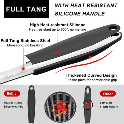 Set 2 Herramientas Parrilla Acero Inox Espátula Tenedor Silicona