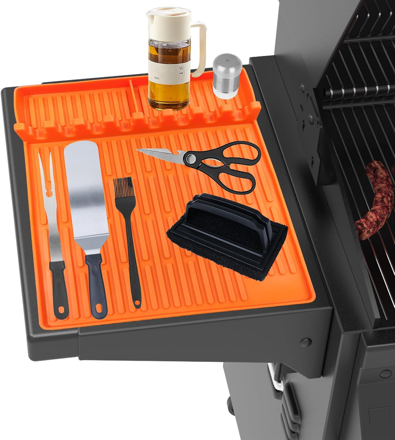 Alfombrilla silicona para parrilla Blackstone con soporte espátula