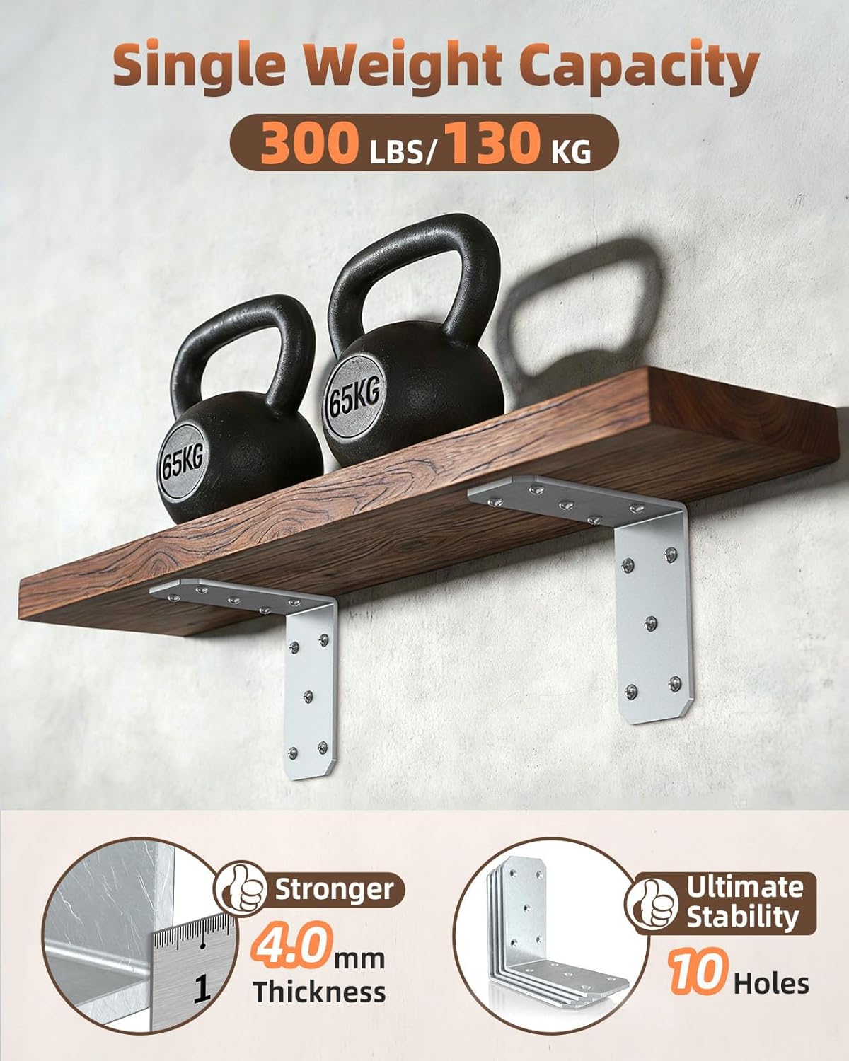 Set 4 Soportes L Acero Duradero 5x5x2.5pulg