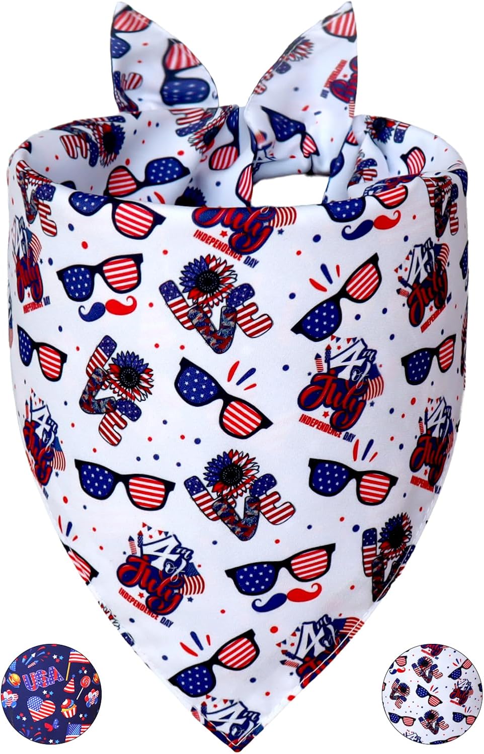 Bandana perro mediano grande 14-18 pulg rojo blanco azul
