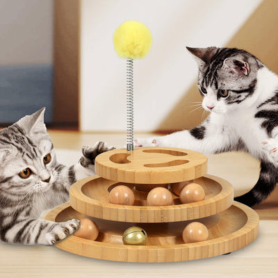 Juguete pista bolas gato torre 3 niveles 9 bolas