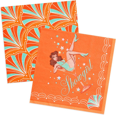 Servilletas Showgirl Fetti 24 unidades retro verde azulado naranja