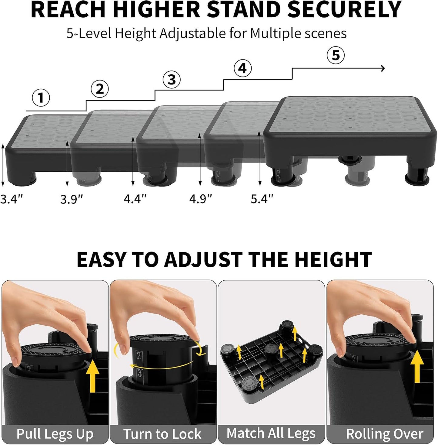 Taburete ajustable 5 niveles escalón cama 700lb para ancianos
