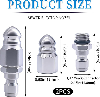 Kit boquillas chorro alcantarillado acero inox 1/4pulg