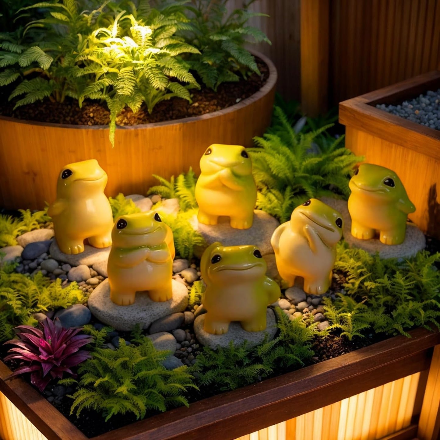 12 figuras ranas resina decoración jardín escritorio